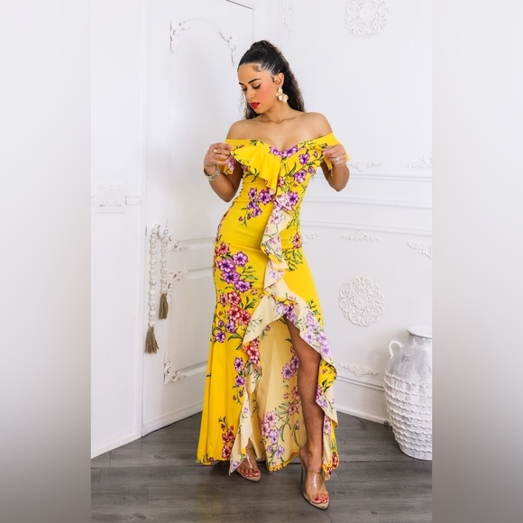 Floral Yellow Maxi Dress - Picture 5 of 8